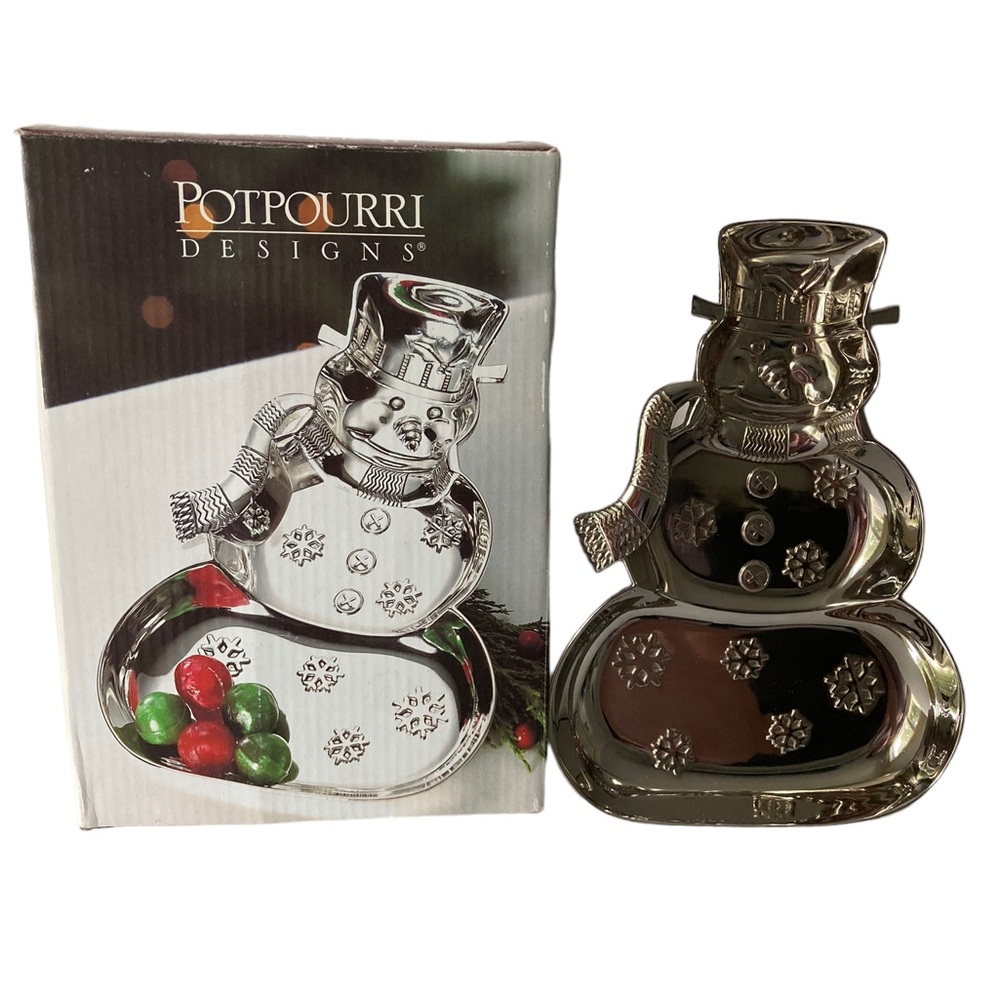 Potpourri Designs Snowman Candy Dish 8" Silver Plated International Silver Co